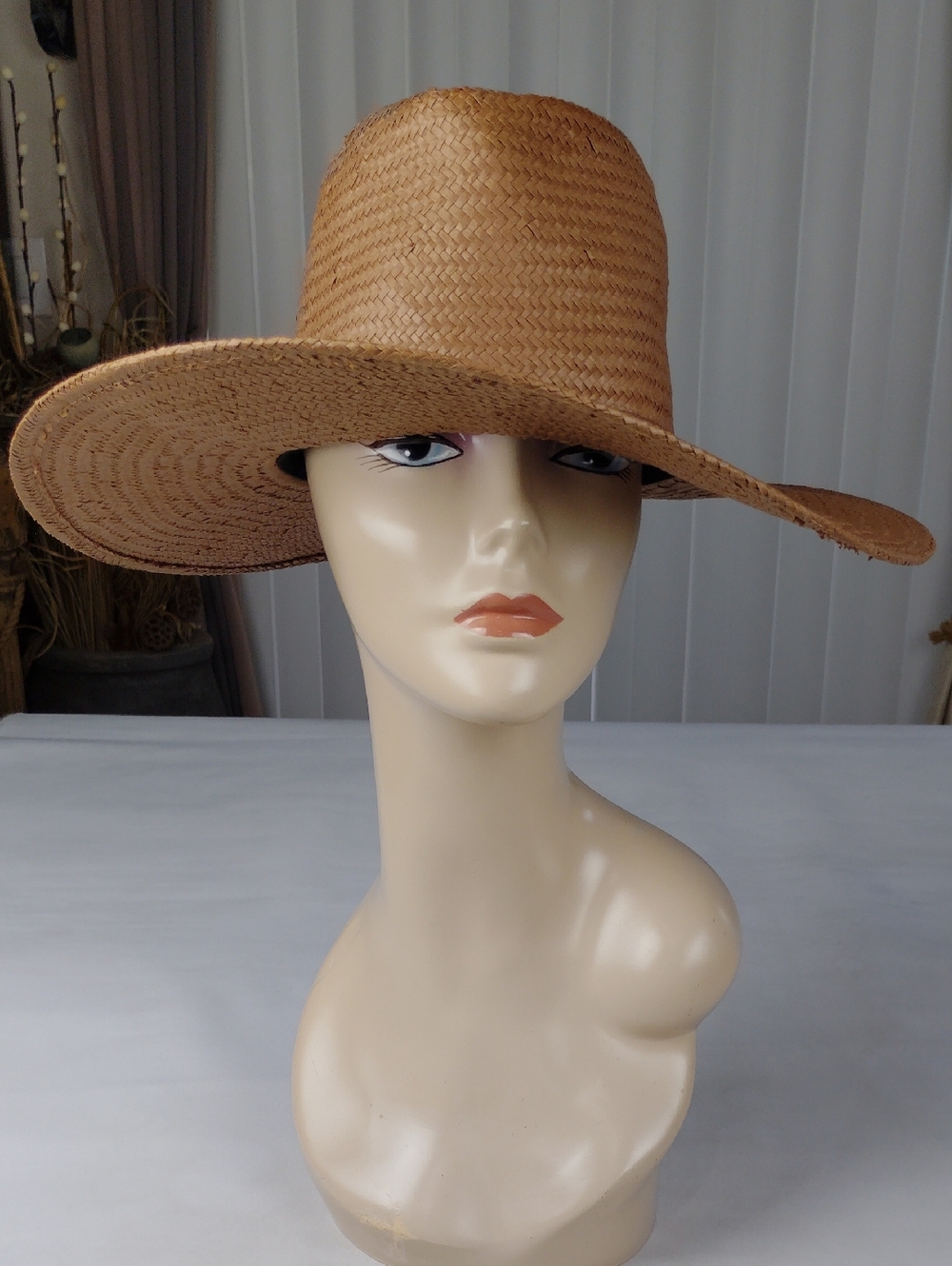 Brixton Wide Brim Straw Fedora Hat . - Picture 3 of 12